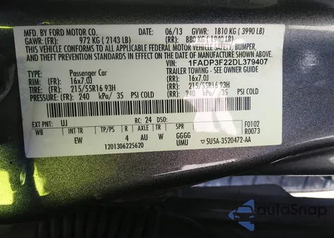 2013 Ford Focus Se z USA, uszkodzony, nr VIN 1FADP3F22DL379407